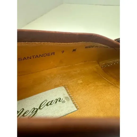 Mezlan Santander Cognac Brown Tassel Loafers Made in Spain Men's Shoes Size 9 W - Picture 5 of 12
